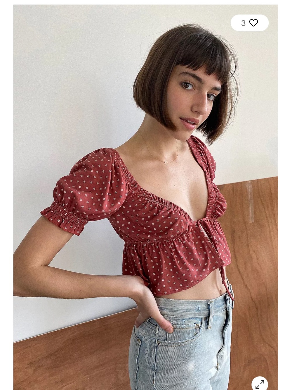 UO Puff Sleeve Tie-Front Top